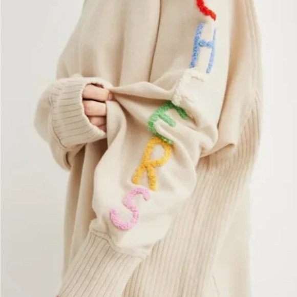 NWT, Aerie Cream Knit Cheers Sweatshirt - Picture 7 of 7